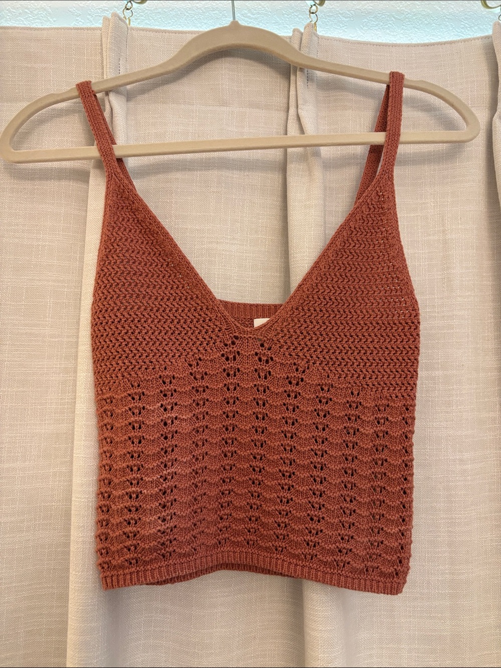 Wilfred Aritzia Rust/Rose Tone Crochet Knit Tank Top - Women, Size 2XS